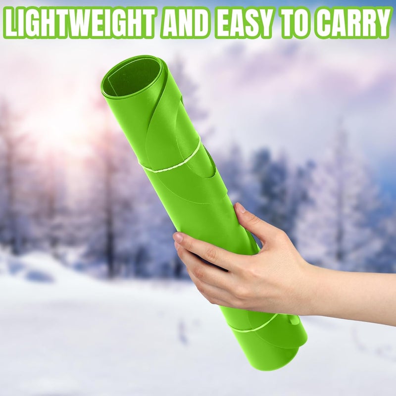 Poen 4 Pcs Snow Sled for Kids and Adult Snow Slides Roll up Sled 36.2 Inch Plastic Sledding Snowboard with 2 Handles Lightweight High Speed Equipment - Image 4